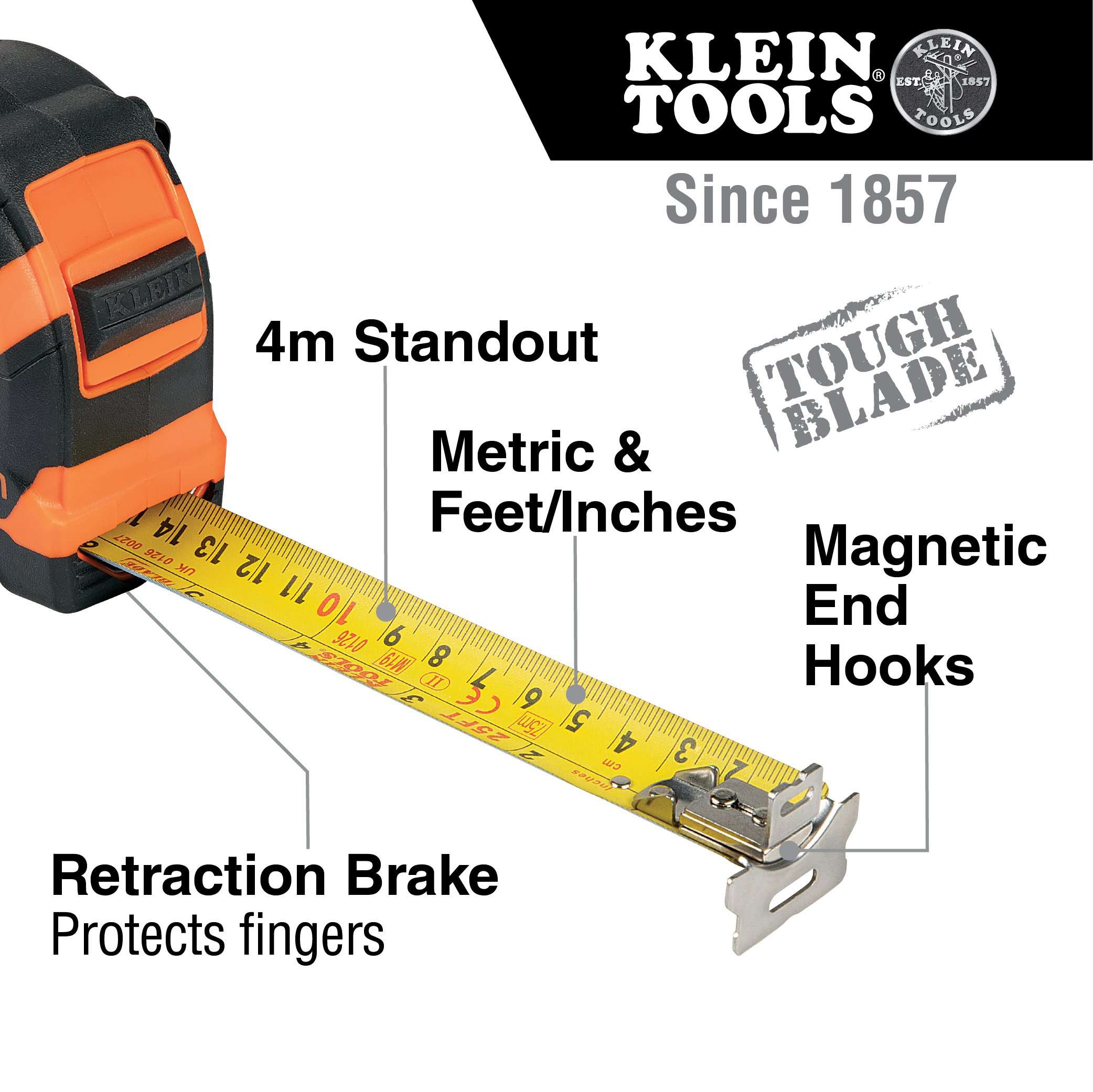 Klein Tools 9375 Tape Measure, 7.5-Meter Magnetic Double-Hook - Edmondson Supply