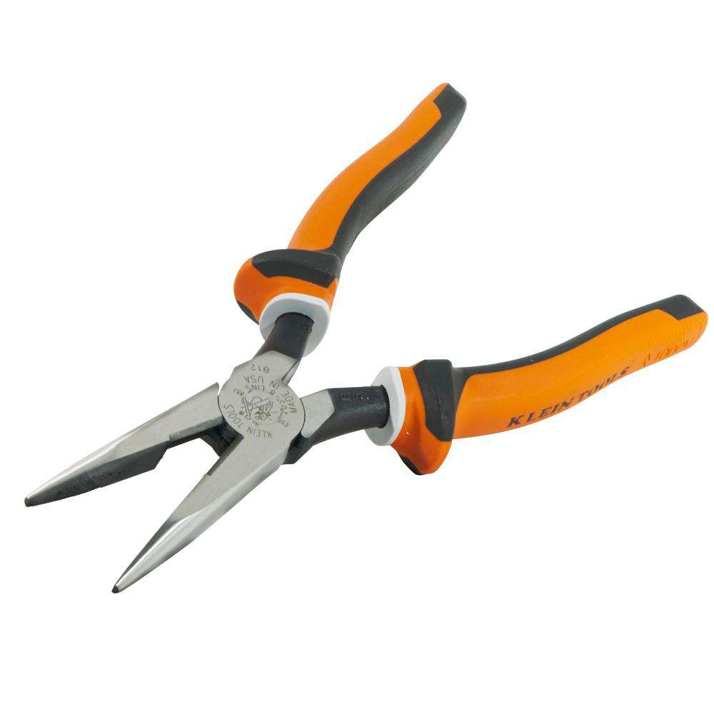 Klein Tools 203-8-EINS Long Nose Side Cutter Pliers, 8-In Slim Insulated - Edmondson Supply