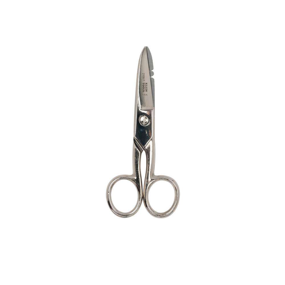 Klein Tools 2100-7 Electrician's Scissors, Nickel Plated - Edmondson Supply