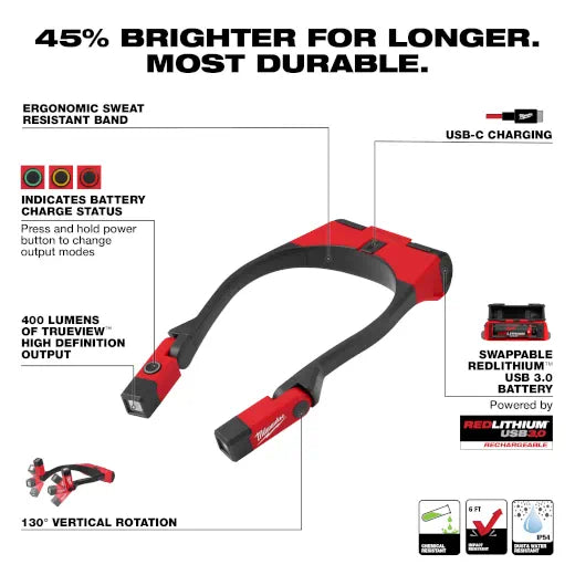 Milwaukee 2117-21 REDLITHIUM™ USB 400L Neck Light - Edmondson Supply