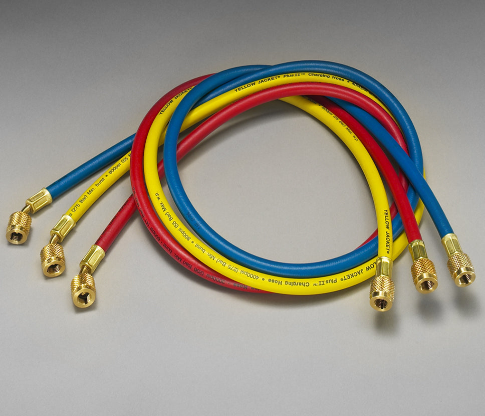 Yellow Jacket 21986 72″, HAV Standard Fitting, PLUS II™ 1/4″ Charging Hose, 3 pack - Edmondson Supply