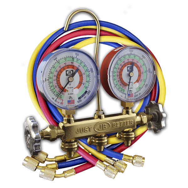 JB Industries 22246 Patriot 2-Valve Brass Manifold w/ 60" Kobra CCLS Low Loss Hoses - Edmondson Supply