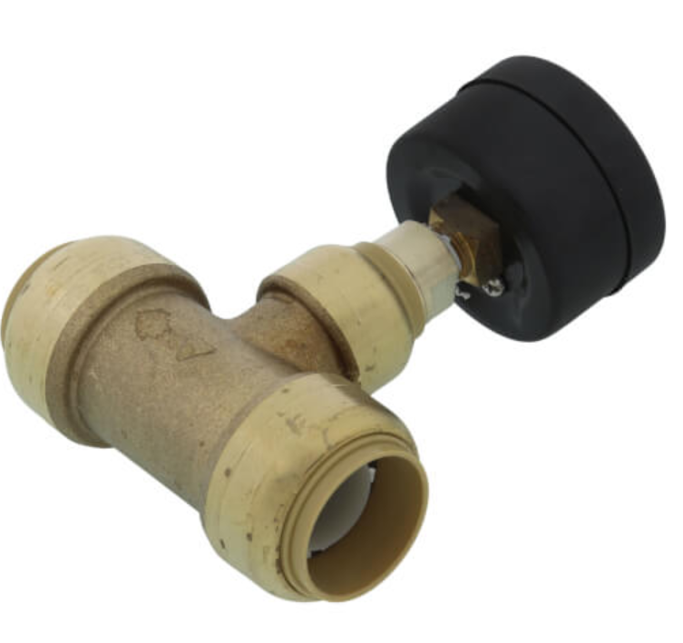 SharkBite 24438 3/4" Brass Push-to-Connect Pressure Gauge Tee - Edmondson Supply