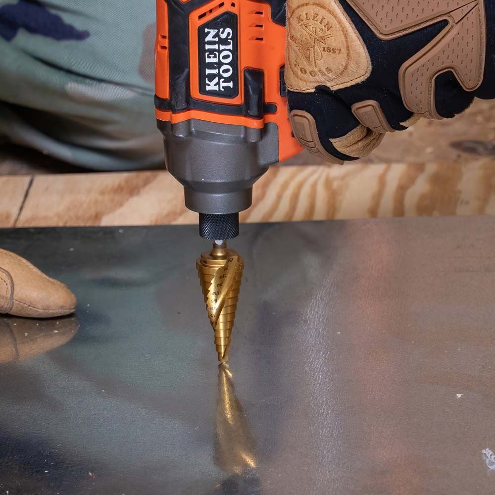 Klein Tools 25961 Step Drill Bit, Spiral Double-Fluted, 7/8-Inch to 1-1/8-Inch, VACO - Edmondson Supply