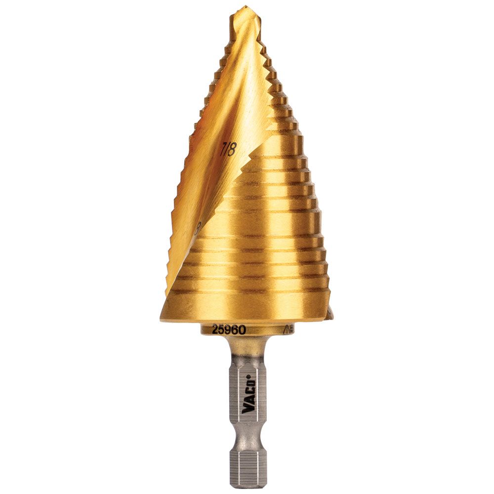 Klein Tools 25960 3-Step Drill Bit, Double-Fluted, 7/8-Inch to 1-3/8-Inch - Edmondson Supply