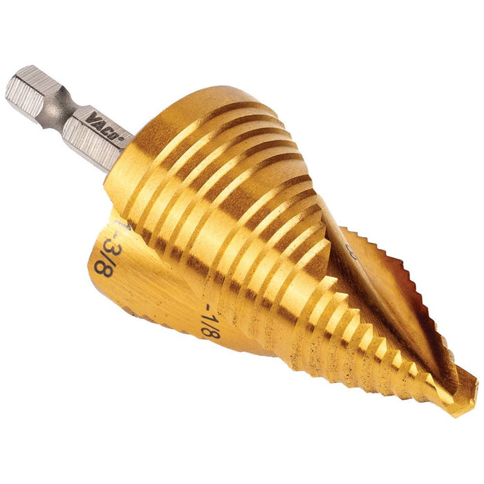 Klein Tools 25960 Step Drill Bit, Spiral Double-Fluted, 7/8-Inch to 1-3/8-Inch, VACO