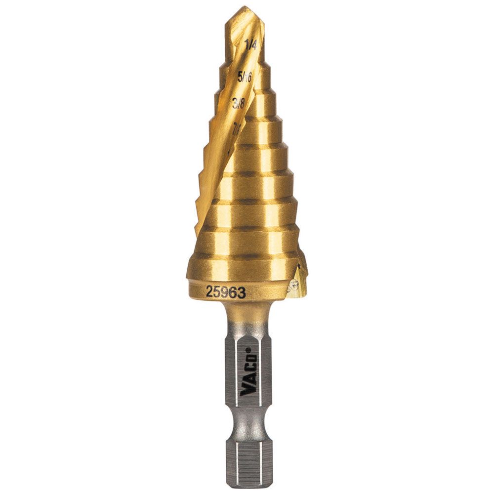 Klein Tools 25963 Step Drill Bit, Spiral Double-Fluted, 1/4-Inch to 3/4-Inch, VACO - Edmondson Supply