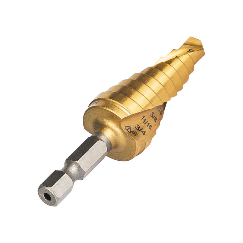 Klein Tools 25963 Step Drill Bit, Spiral Double-Fluted, 1/4-Inch to 3/4-Inch, VACO - Edmondson Supply