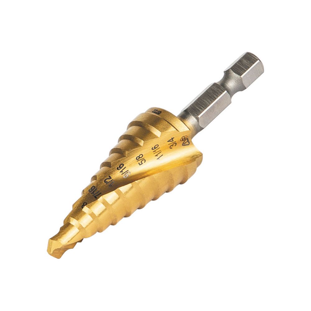 Klein Tools 25963 Step Drill Bit, Spiral Double-Fluted, 1/4-Inch to 3/4-Inch, VACO - Edmondson Supply