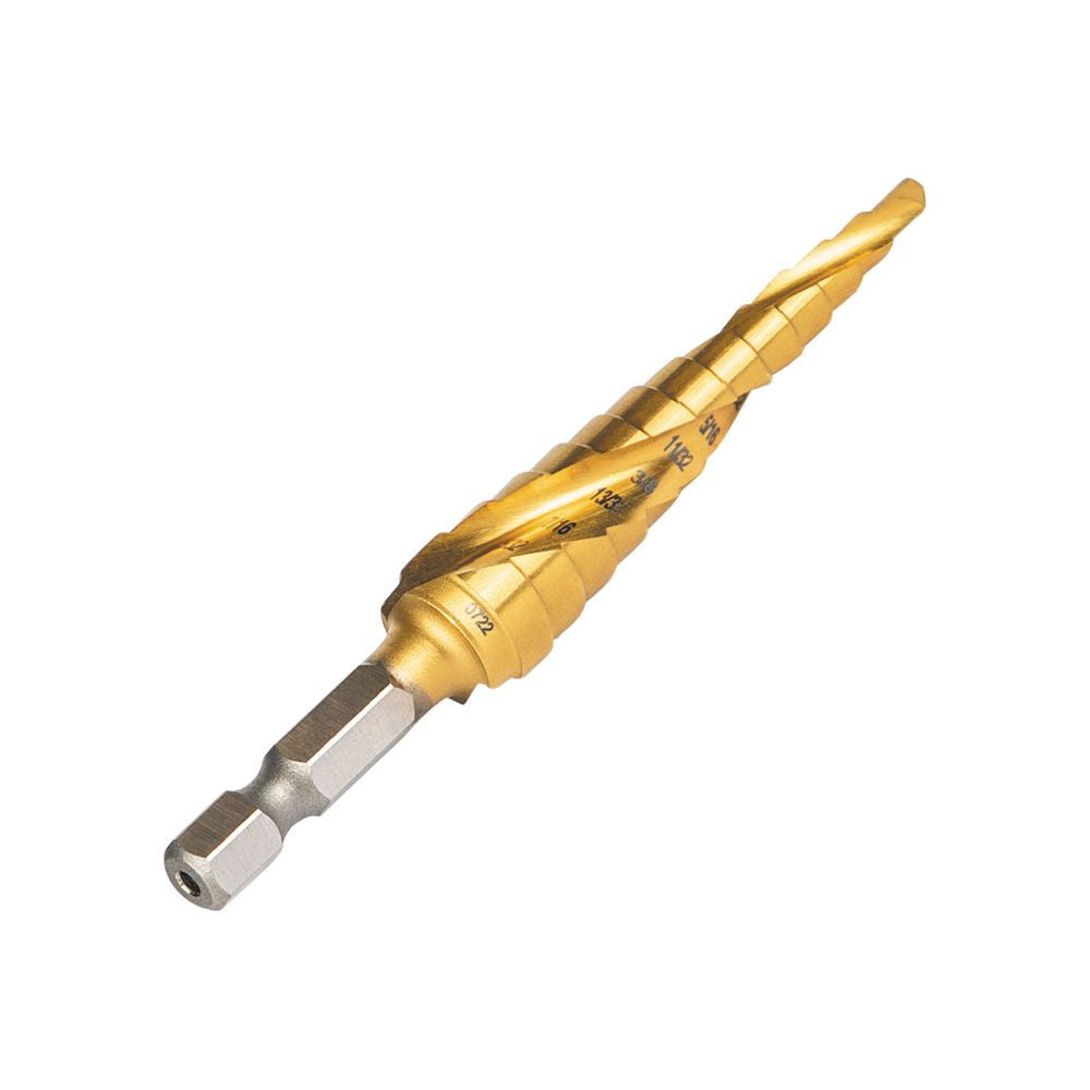 Klein Tools 25964 Step Drill Bit, Spiral Double-Fluted, 1/8-Inch to 1/2-Inch, VACO - Edmondson Supply