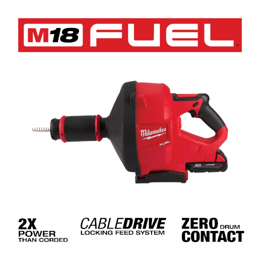 Milwaukee 2772B-21XC M18 FUEL™ Drain Snake w/ CABLE DRIVE™ with 1/4” and 3/8” Cables