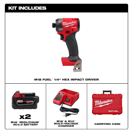 Milwaukee 2953-22 M18 FUEL™ 1/4" Hex Impact Driver Kit