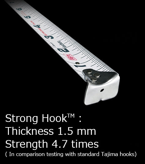 Tajima GS-16/5MBW GS Lock™ Standard & Metric Scale, 16 ft/ 5 m x 1 in./25mm Steel Blade Tape Measure - Edmondson Supply 