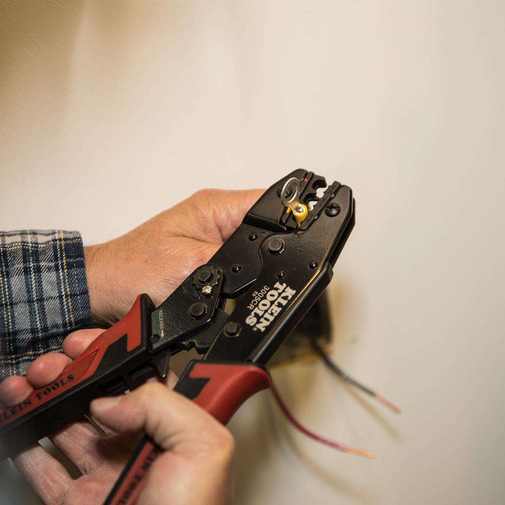 Klein Tools 3005CR Ratcheting Crimper, 10-22 AWG - Insulated Terminals - Edmondson Supply