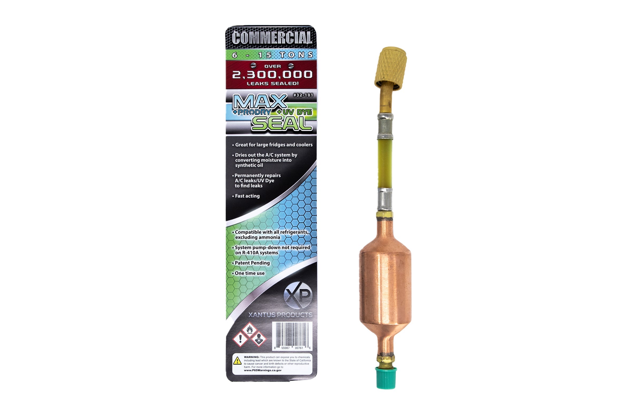 Xantus Products 32-101 Max Seal +ProDry +UV Dye Commercial Direct Inject AC Leak Sealant, 6 - 15 Tons