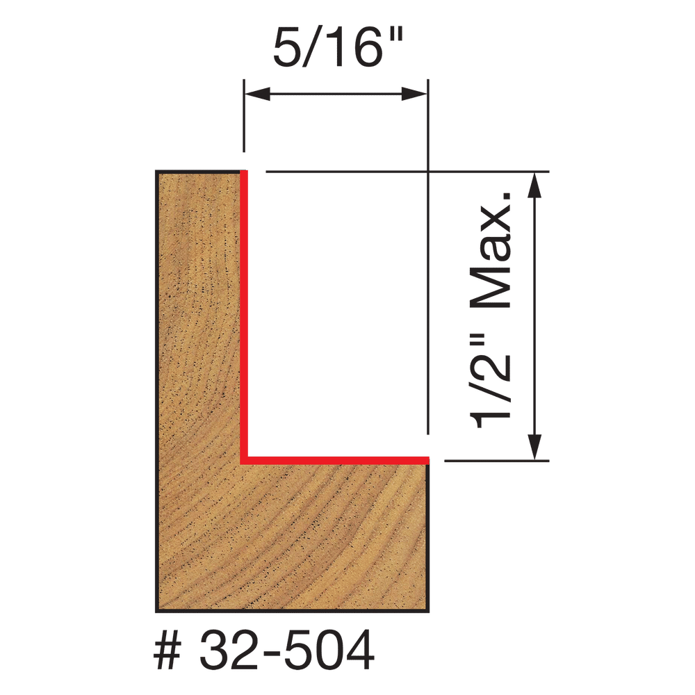 Freud 32-504 flush, 1/8", 1/4", 5/16", 3/8", 7/16", 1/2" Depth Rabbeting Bit with Bearings Set - Edmondson Supply