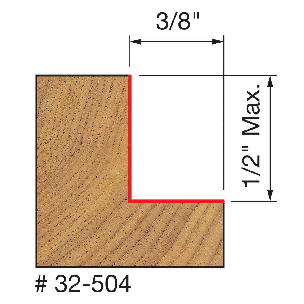 Freud 32-504 flush, 1/8", 1/4", 5/16", 3/8", 7/16", 1/2" Depth Rabbeting Bit with Bearings Set - Edmondson Supply