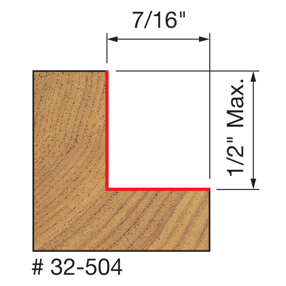 Freud 32-504 flush, 1/8", 1/4", 5/16", 3/8", 7/16", 1/2" Depth Rabbeting Bit with Bearings Set - Edmondson Supply