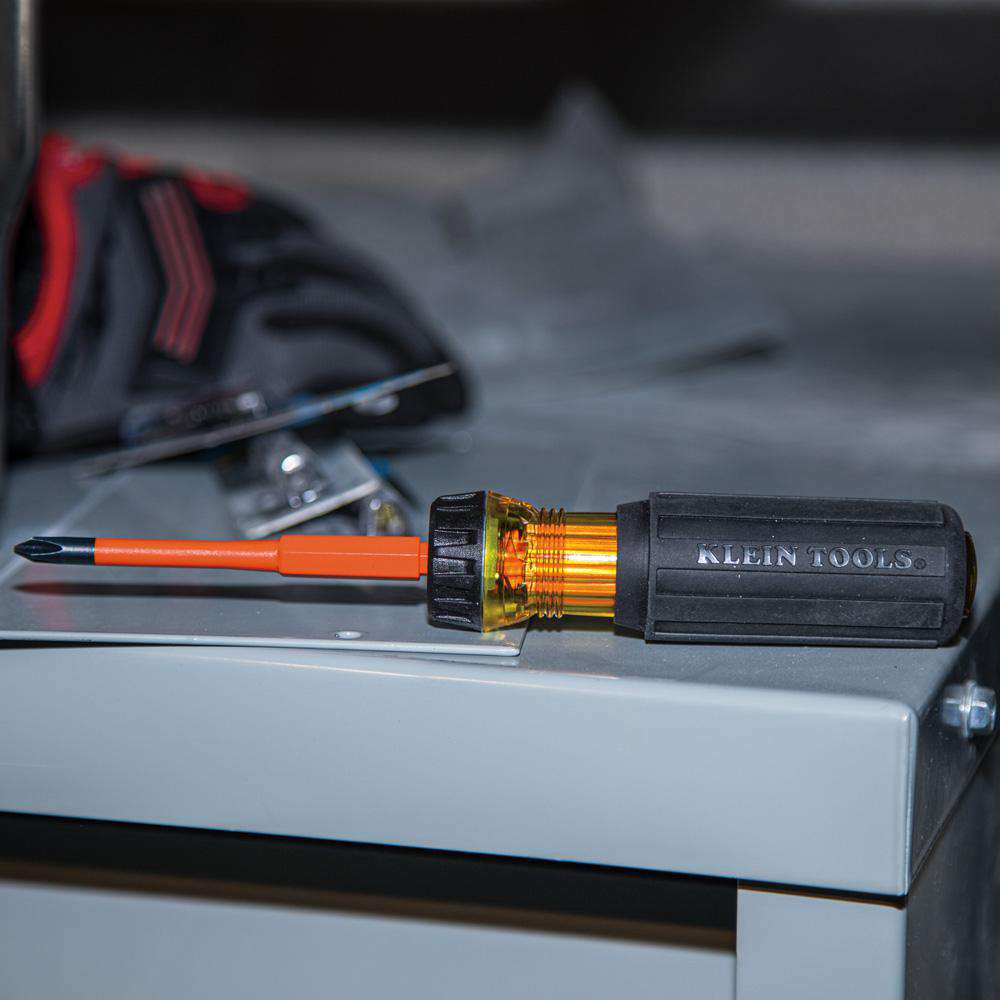Klein Tools 32287 2-in-1 Insulated Flip-Blade Screwdriver, #1/#2 Square - Edmondson Supply