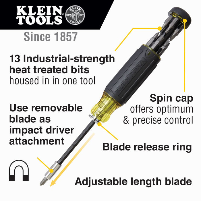 Klein Tools 32303 14-in-1 Multi-Bit Adjustable Length Screwdriver