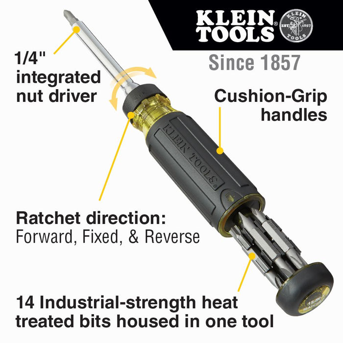 Klein Tools 32305 15-in-1 Multi-Bit Ratcheting Screwdriver