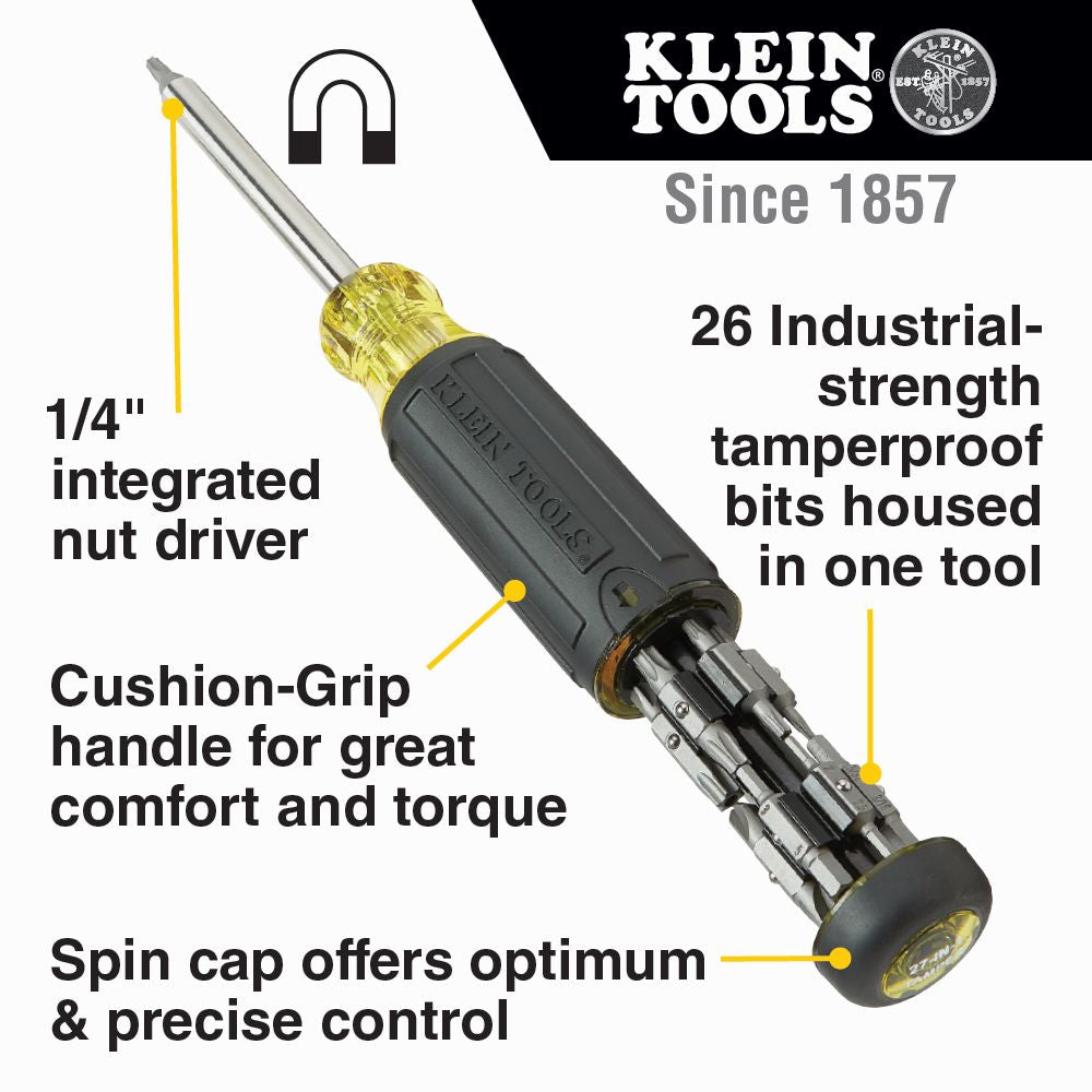 Klein Tools 32307 27-in-1 Multi-Bit Tamperproof Screwdriver - Edmondson Supply