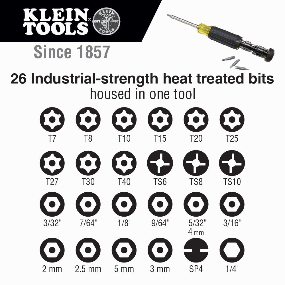 Klein Tools 32307 27-in-1 Multi-Bit Tamperproof Screwdriver - Edmondson Supply