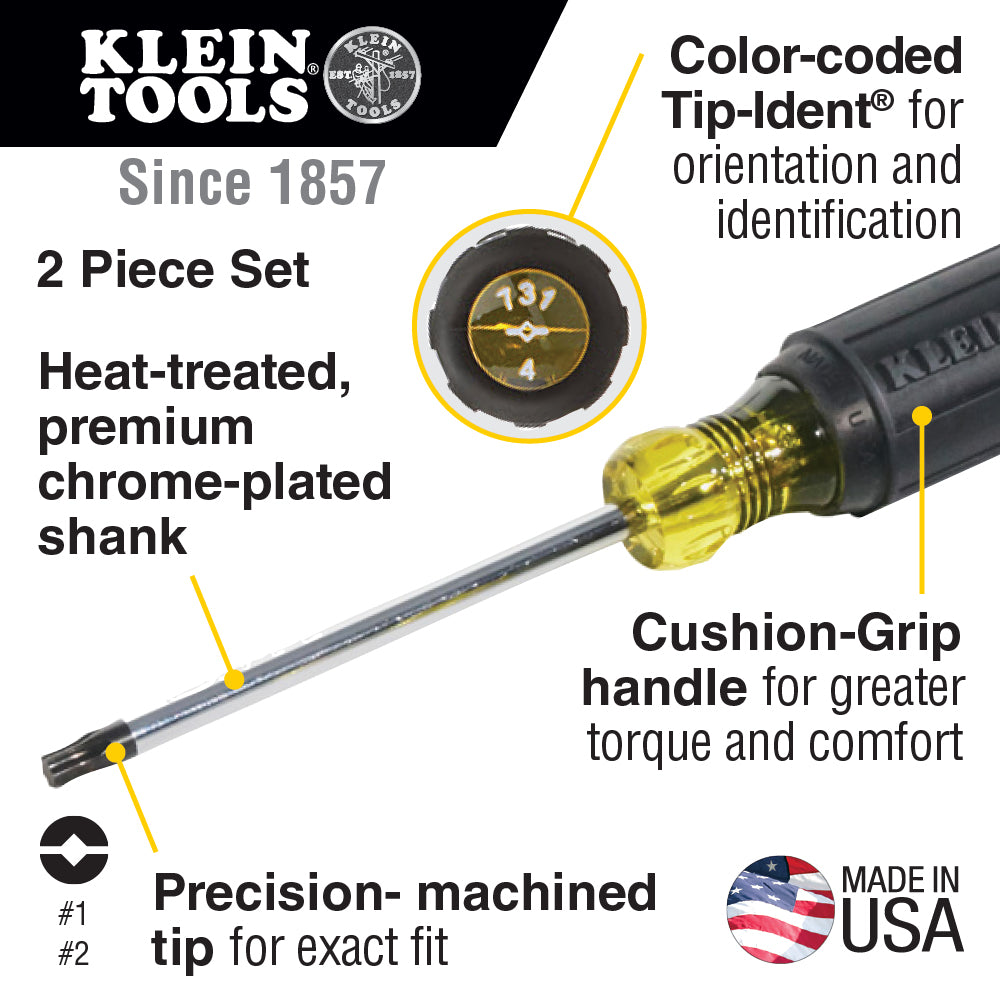Klein Tools 32378 Screwdriver Set, Combination Tip, 2-Piece - Edmondson Supply
