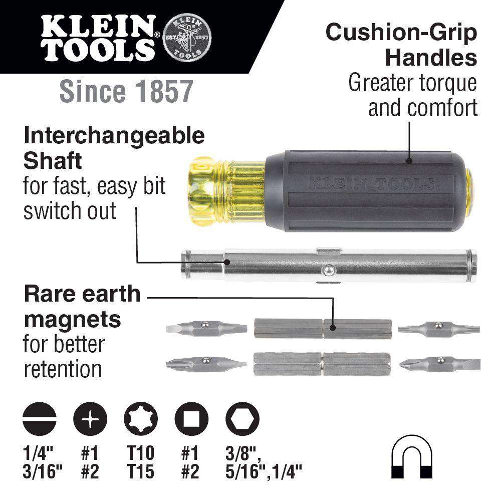 Klein Tools 32500MAG 11-in-1 Magnetic Screwdriver / Nut Driver - Edmondson Supply