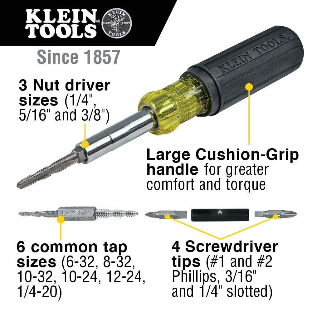 Klein Tools 32517 Multi-Bit Screwdriver / Tap Tool, 14-Piece - Edmondson Supply