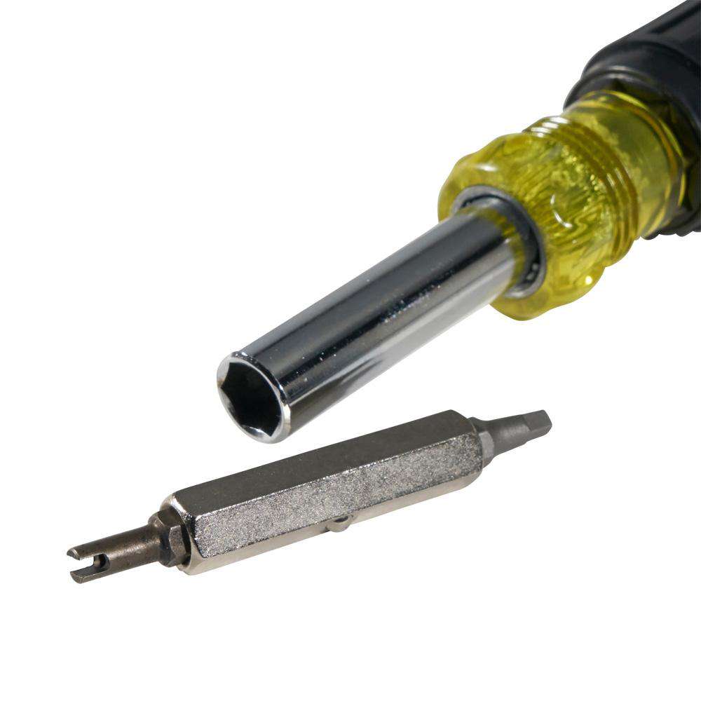 Klein Tools 32527 Multi-Bit Screwdriver / Nut Driver, 11-in-1, Ph, Sl, Sq, Schrader Bits - Edmondson Supply