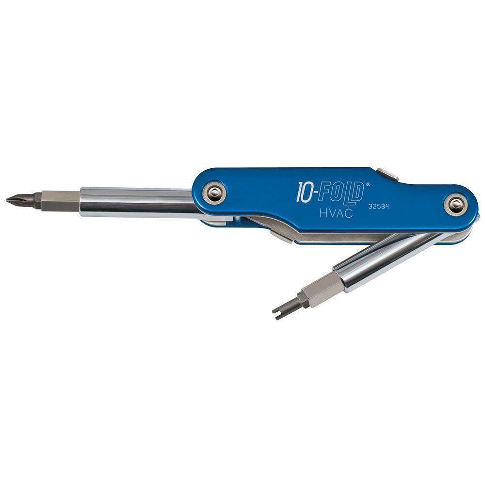 Klein Tools 32534 10-Fold 10-in-1 Screwdriver/Nut Driver w/ Schrader Valve Core Tool - Edmondson Supply