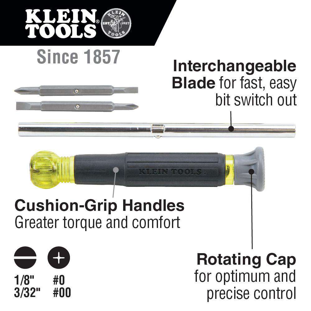 Klein Tools 32581 4-in-1 Electronics Screwdriver with Rotating Cap - Edmondson Supply