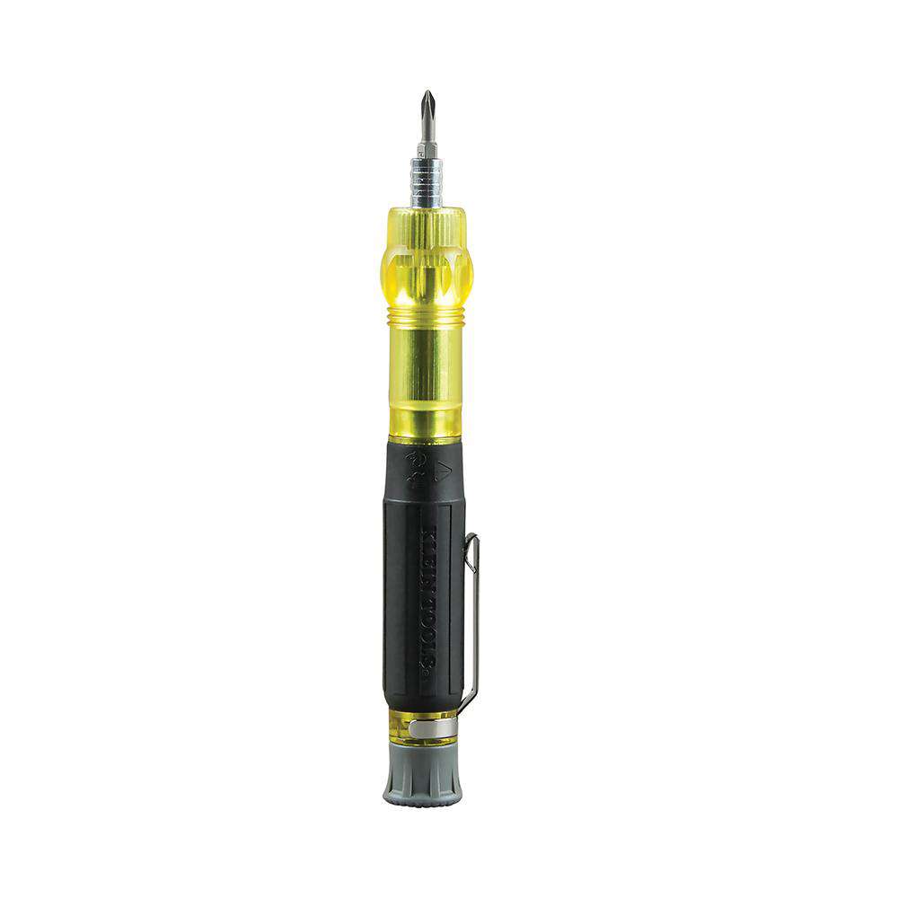 Klein Tools 32613 HVAC Pocket Screwdriver, 3-in-1, Phillips, Slotted, Schrader Bits - Edmondson Supply