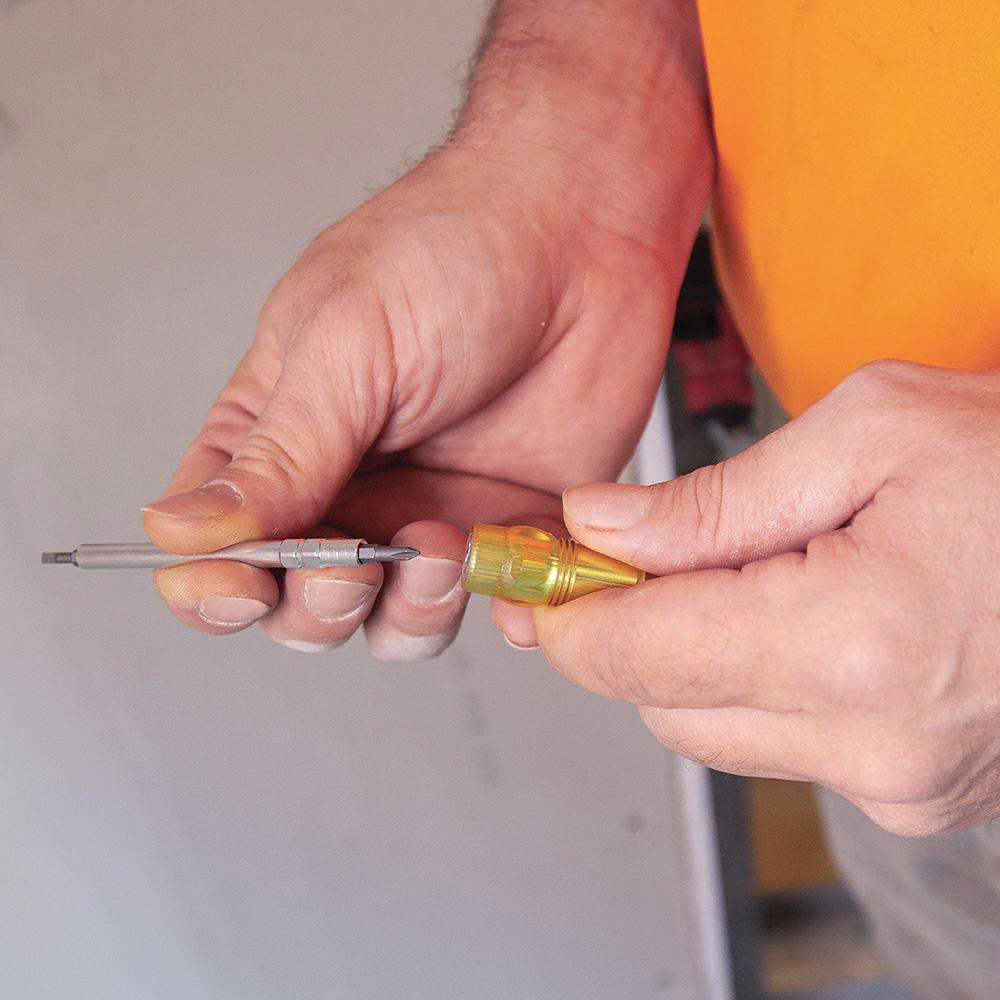 Klein Tools 32613 HVAC Pocket Screwdriver, 3-in-1, Phillips, Slotted, Schrader Bits - Edmondson Supply