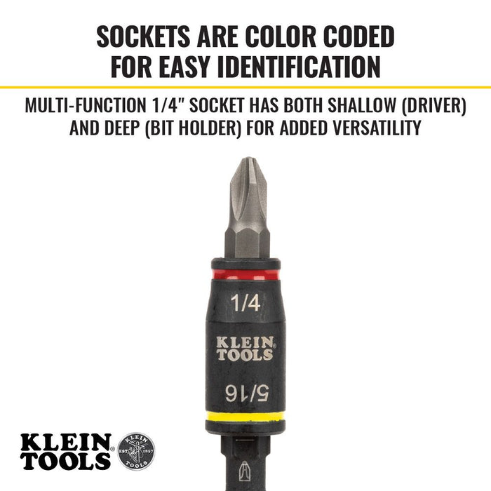 Klein Tools 32768 3-in-1 Impact Flip Socket Set, 1/4-Inch, 5/16-Inch, 2-Piece - Edmondson Supply