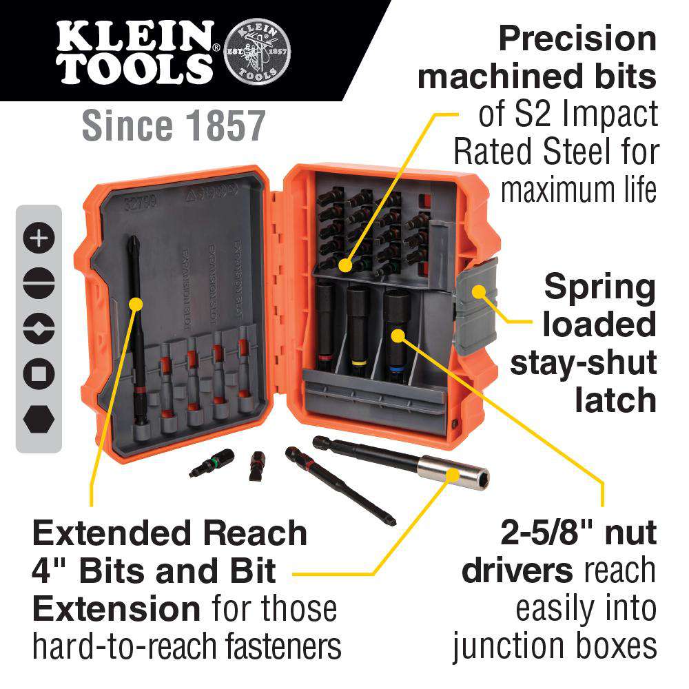 Klein Tools 32799 Pro Impact Power Bit Set, 26 Piece - Edmondson Supply
