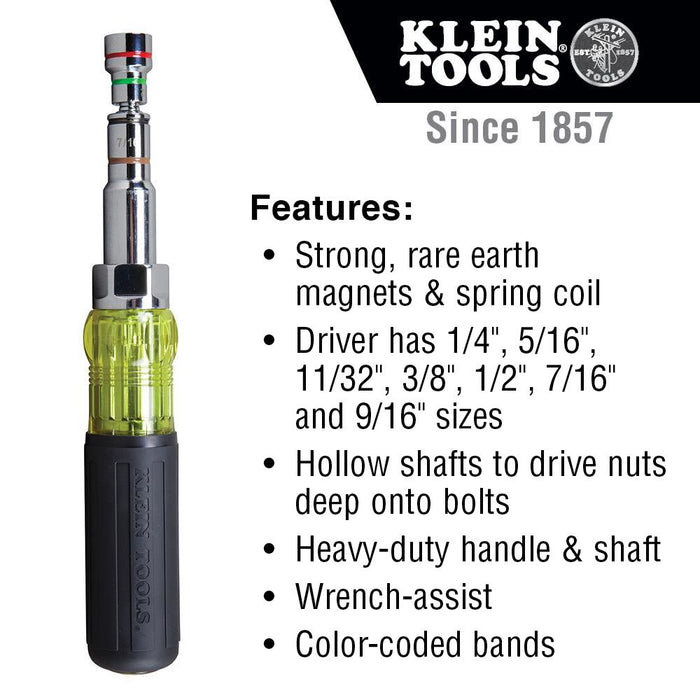 Klein Tools 32807MAG 7-in-1 Multi-Bit Screwdriver / Nut Driver, Magnetic - Edmondson Supply