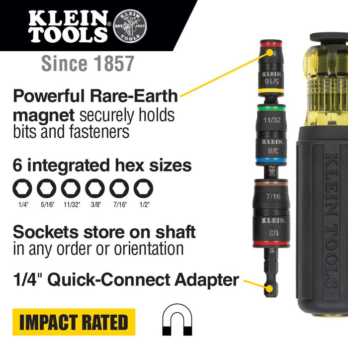 Klein Tools 32900 7-in-1 Impact Flip Socket with Handle - Edmondson Supply