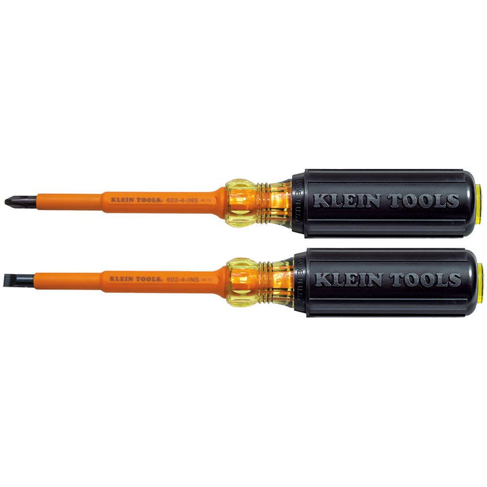 Klein Tools 33532-INS Screwdriver Set, 1000V Insulated Slotted and Phillips, 2-Piece - Edmondson Supply