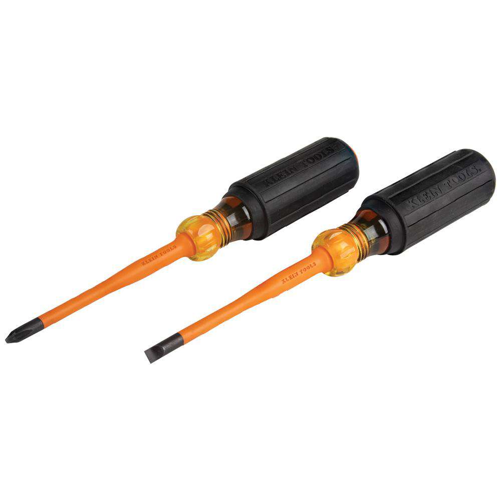 Klein Tools 33732INS Slim-Tip Insulated Screwdriver Set, Phillips and Cabinet Tips, 2-Piece - Edmondson Supply