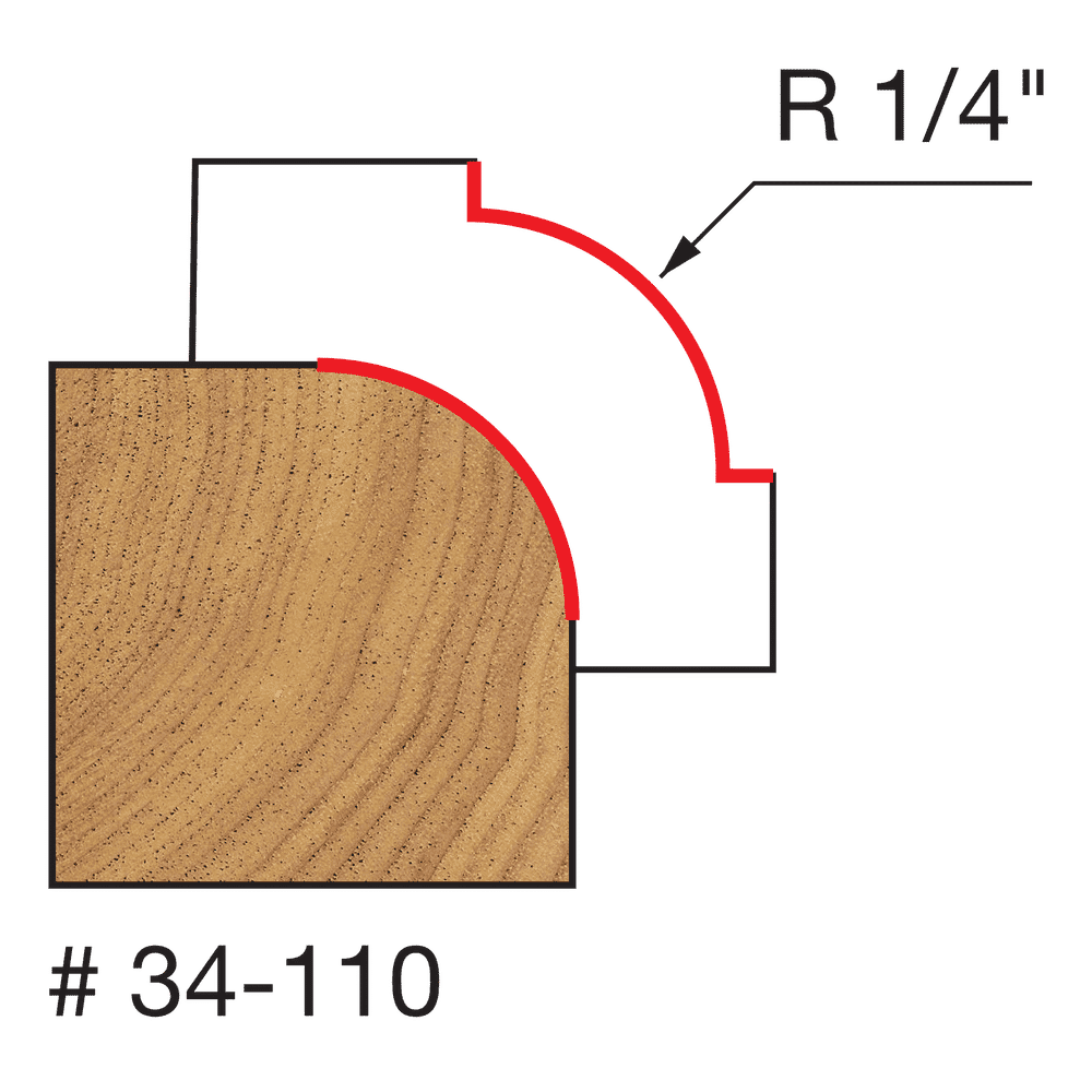 Freud 34-110 1/4" Radius Rounding Over Bit - Edmondson Supply