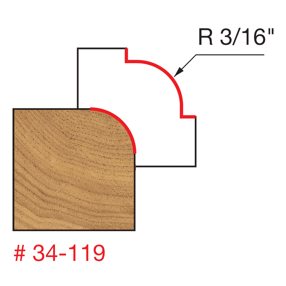 Freud 34-119 3/16" Radius Rounding Over Bit - Edmondson Supply