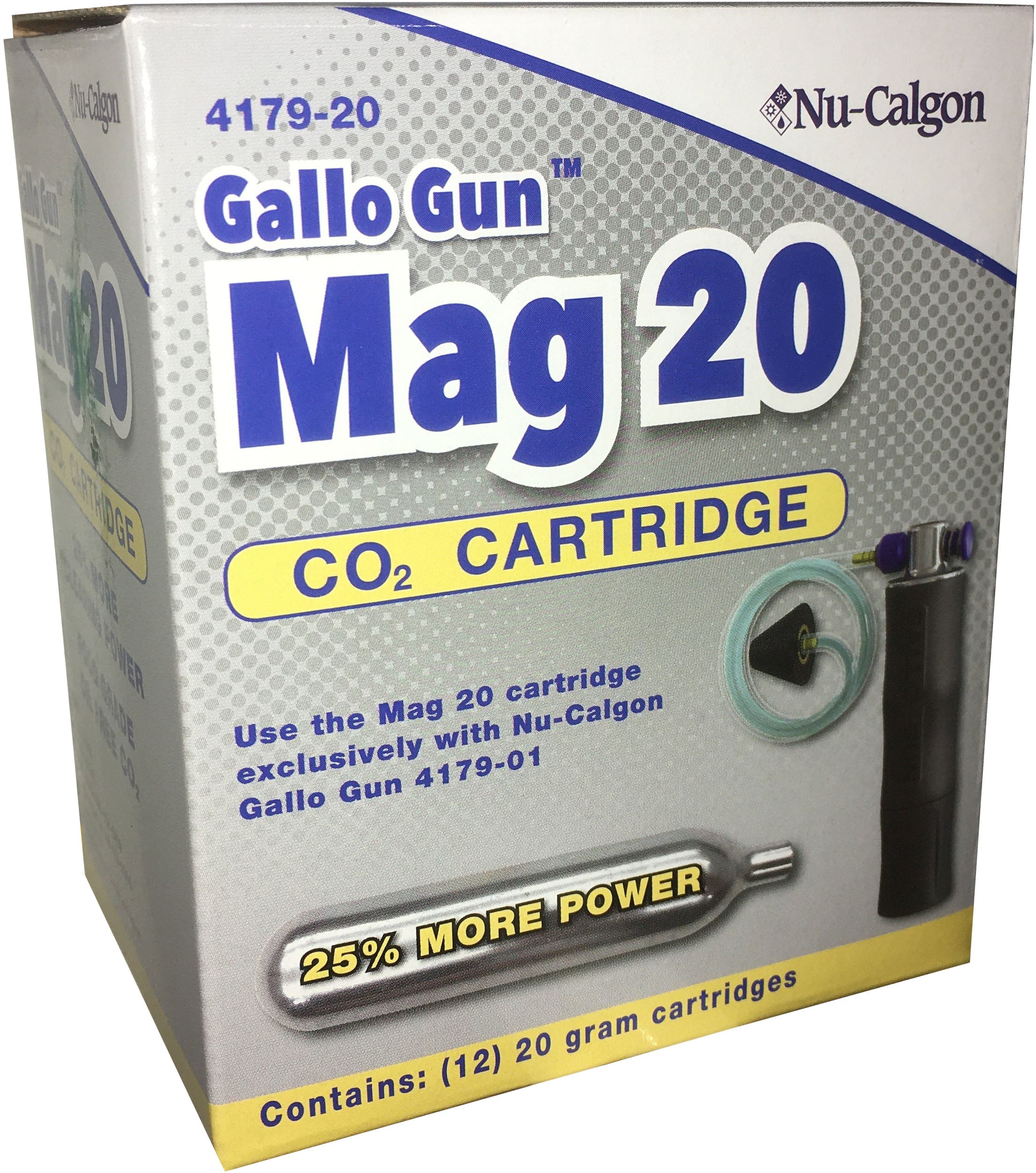Nu-Calgon 4179-20 Gallo Gun Mag 20 CO2 cartridge, 12 cartridges - Edmondson Supply