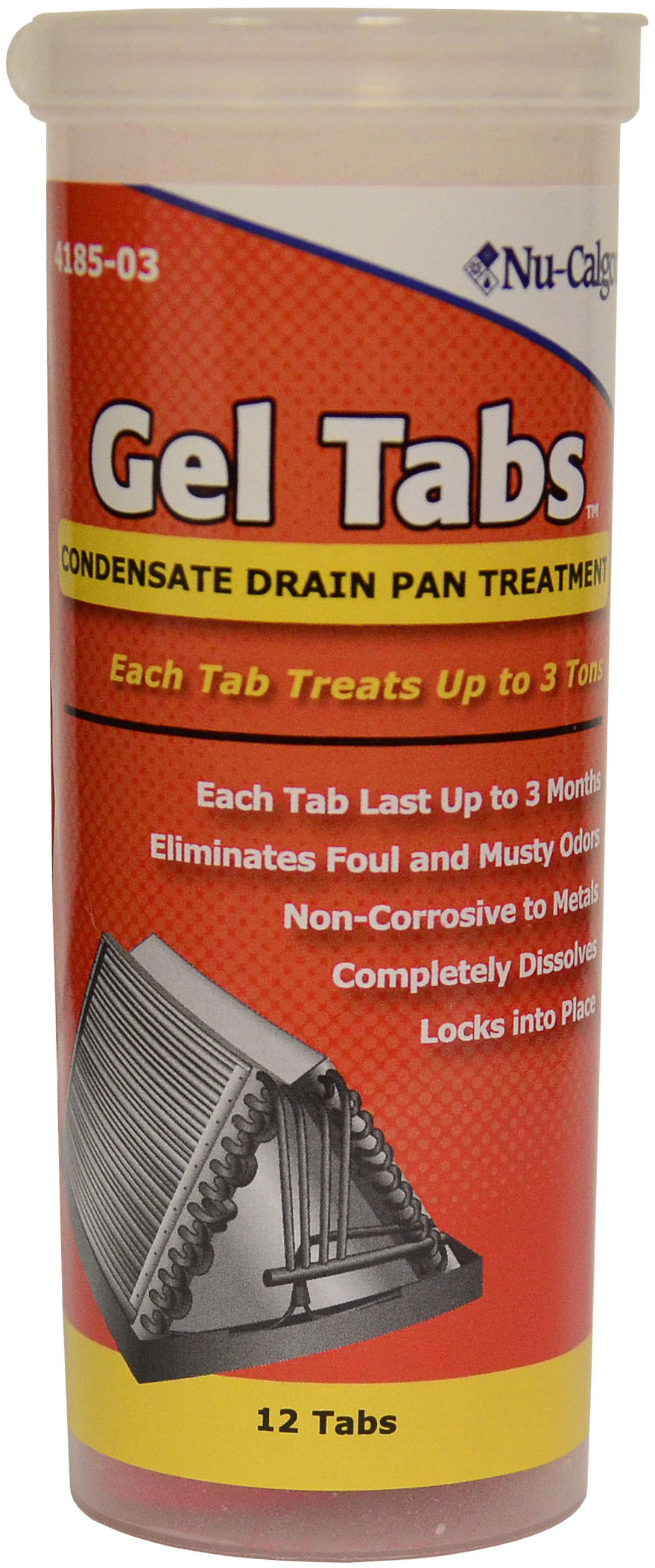 Nu-Calgon 4185-03 Condensate Pan Gel Tabs, 3 ton, 12 tabs in a tube - Edmondson Supply