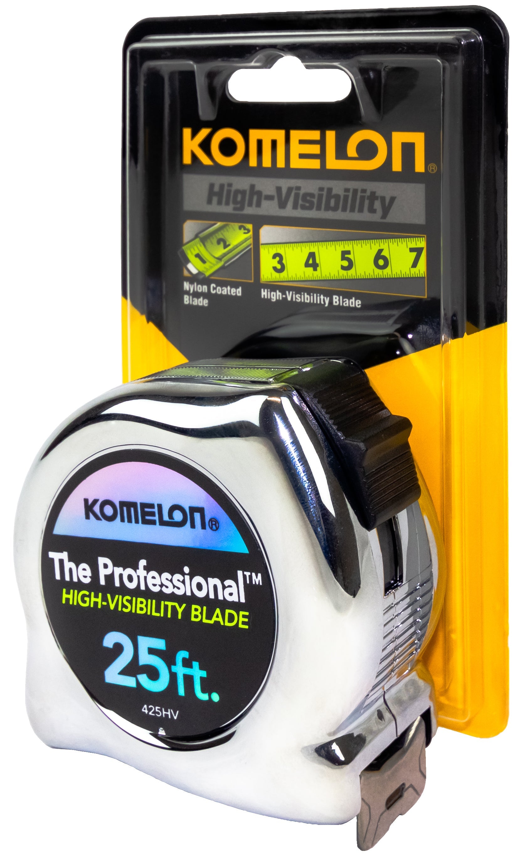 Komelon 425HV 25' x 1" The Professional, Chrome Tape Measure - Edmondson Supply
