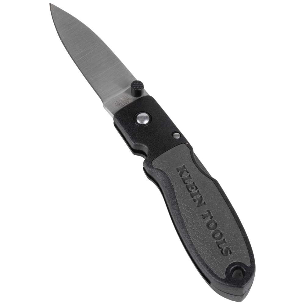 Klein Tools 44002 Lightweight Lockback Knife, 2-3/8-Inch Drop Point Blade, Black Handle - Edmondson Supply