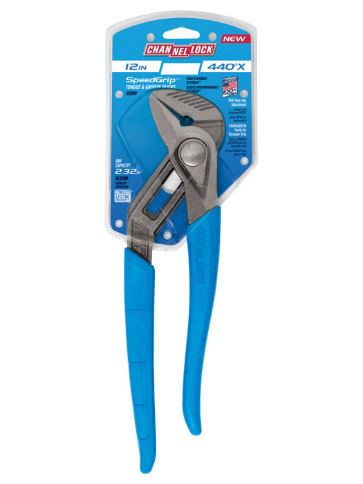 Channellock 440X 12-Inch SPEEDGRIP™ Straight Jaw Tongue & Groove Pliers