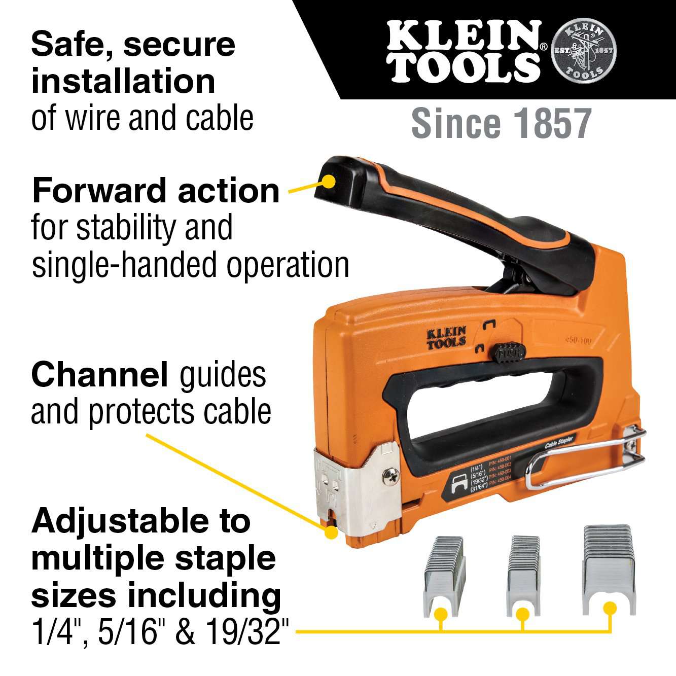 Klein Tools 450-003 Staples, 11/32-Inch x 19/32-Inch Insulated - Edmondson Supply