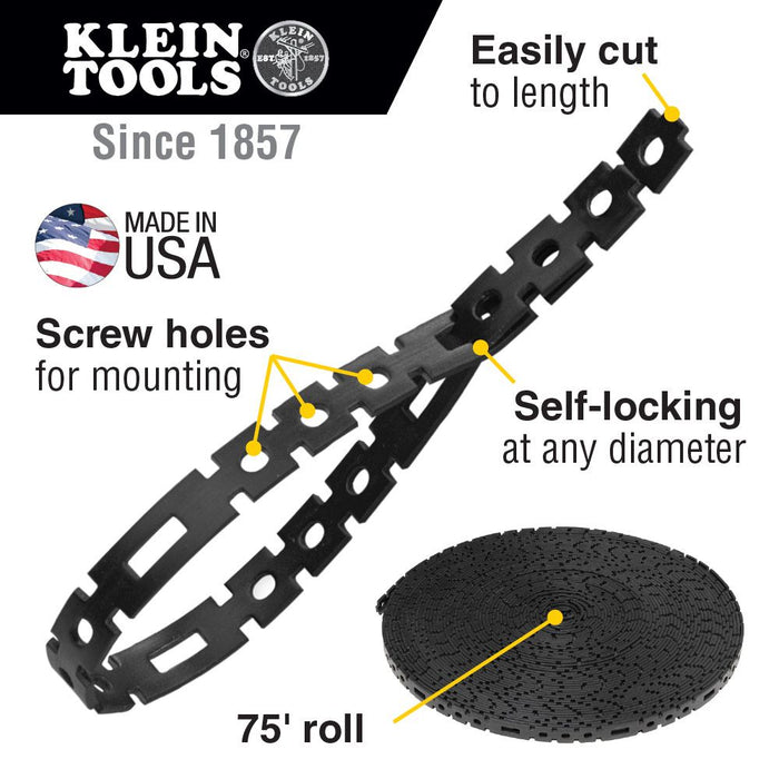 Klein Tools 450-700 Stretch Cable Tie Roll, 75-Foot